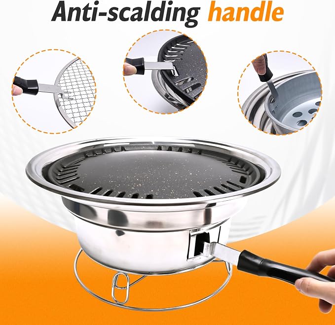 Primst Multifunctional Charcoal Barbecue Grill, Household Korean BBQ Grill, Portable Camping Grill Stove, Tabletop Smoker Grill