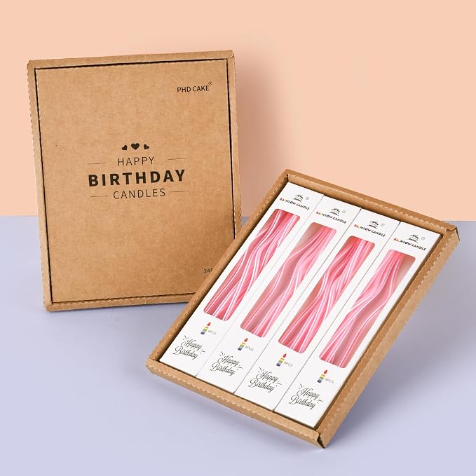 PHD CAKE Pearl Pink Spiral Long Thin Birthday Candles, Cake Candles, Birthday Parties, Wedding Decorations, Party Candles