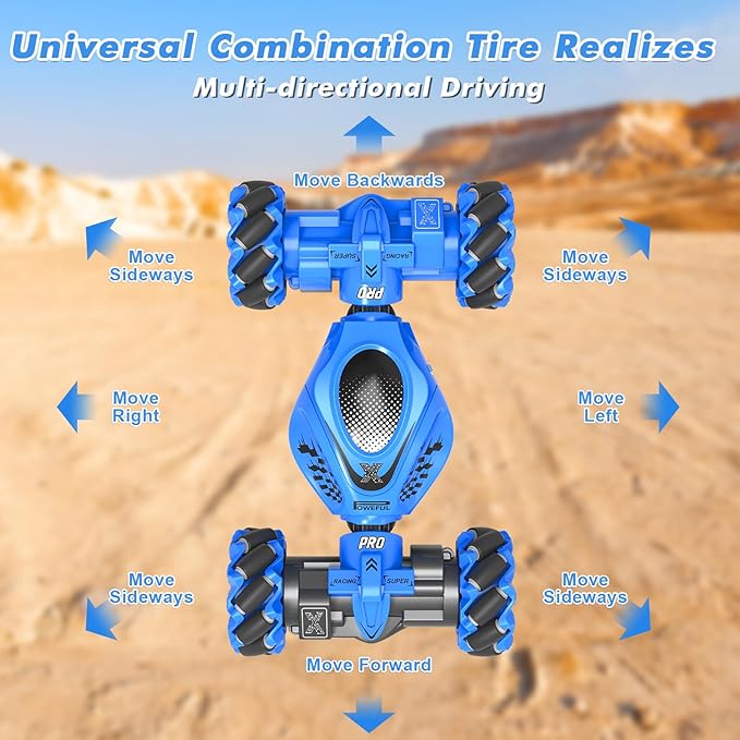 RC Car Gesture Sensing Stunt Car, Toys for Boys Girls 6-12, Best Gifts for Kids Boys 6 7 8 9 10 11 12 Years Old, 2.4GHz 4WD RC Toy Off-Road 360° Rotate All-Round Drift with Lights Music
