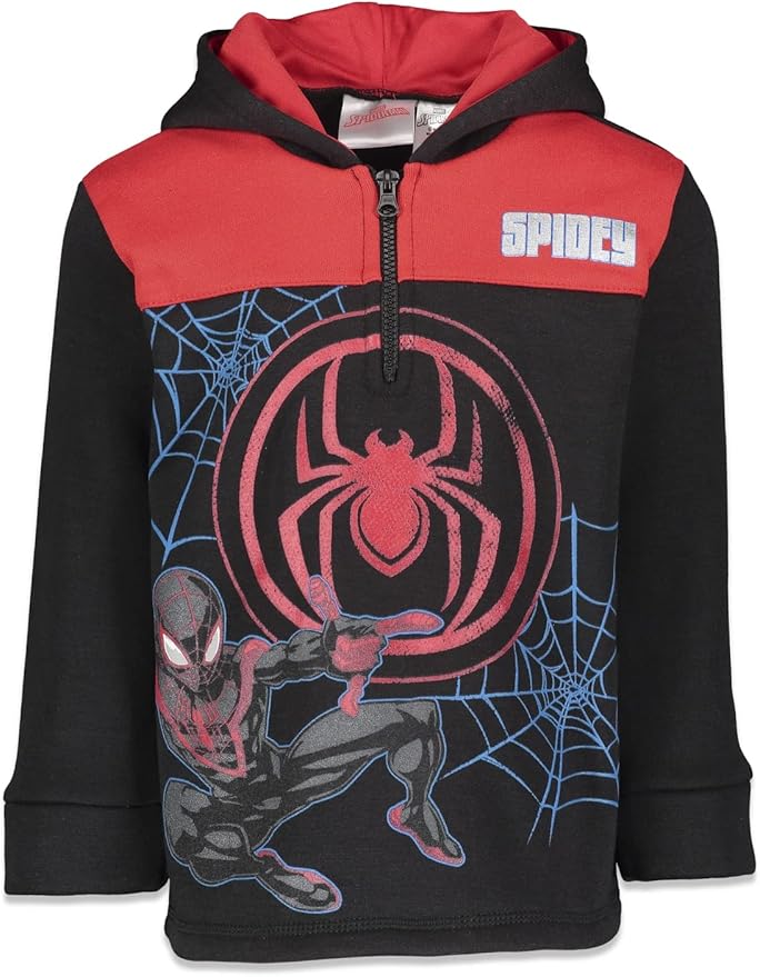 Marvel Avengers Spider-Man Fleece Half Zip Hoodie Toddler to Big Kid Sizes (2T - 18-20)