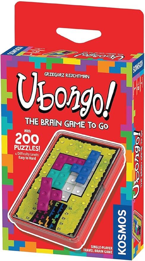 Thames & Kosmos Ubongo The Brain Game to Go Fast-Paced, Addictive, and Easy-to-Learn | Convenient Self Contained Carrying Case | Solo Geometric Puzzle Game | for Ages 8 and Up