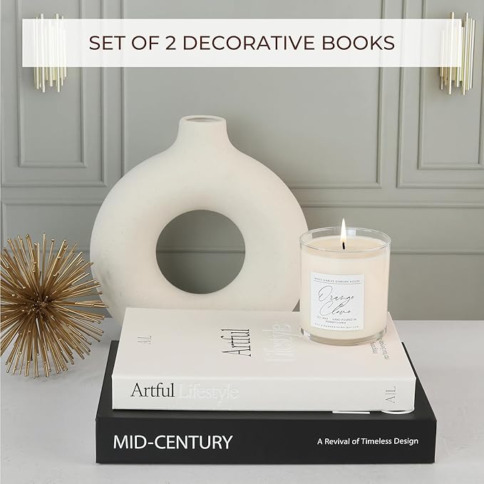 Aesthetic Decorative Books Set of 2 - Stylish Boxes for Coffee Table Decor | Stylish Modern Home Decoration for Your Bookshelf or Mantel, Faux/fake Books Doubles as Photo Storage or Keepsake Box