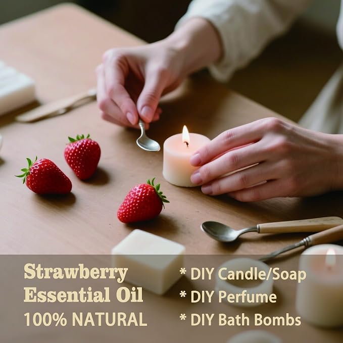 Strawberry Essential Oil, Strawberry Oil for Diffuser, Humidifier, DIY Candle, Soap, Sweet Fragrance, Home, Gift Ready,Strawberry Fragrance Oil - MLYNKL Essential Oils (16.33 fl oz / 490ml)