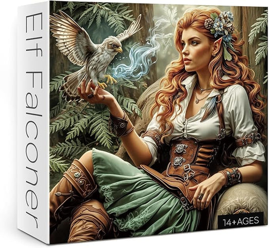 Elf Women Owl Puzzles for Adults 1000 Pieces Nature, Magic Forest Bird Tree Scenery Art Jigsaw Puzzles, Impossible Hard Difficult Challenging Aesthetic Garden Puzzle