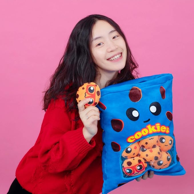 REFAHB Yummy Cookie Stuffed Toy Game Pillow, Cute Plush Cushion, Delicious Food Dessert Package, Birthday Gift (8pcs a Bag, Blue)