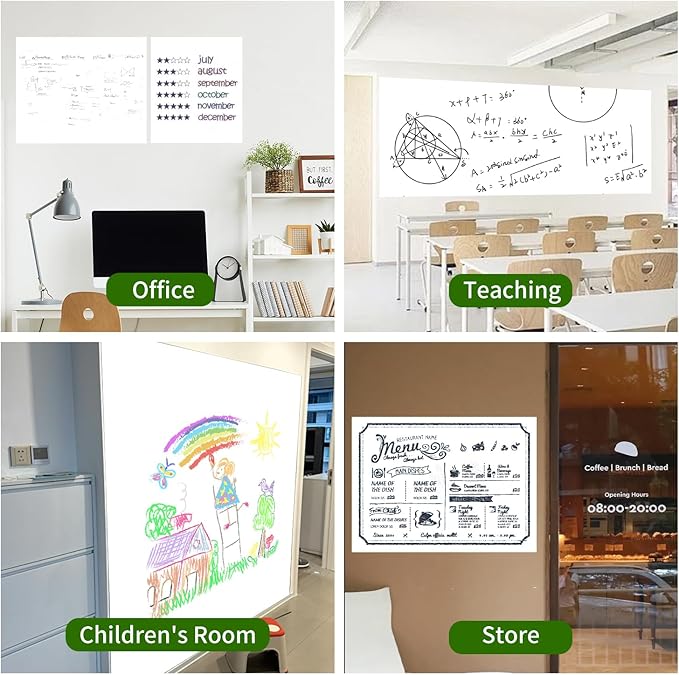 Magnetic Dry Erase Whiteboard Paper 36 x 24 Inch, Self Adhesive White Board Sticker for Wall, Peel and Stick Wallpaper With 50 Magnetic Letters
