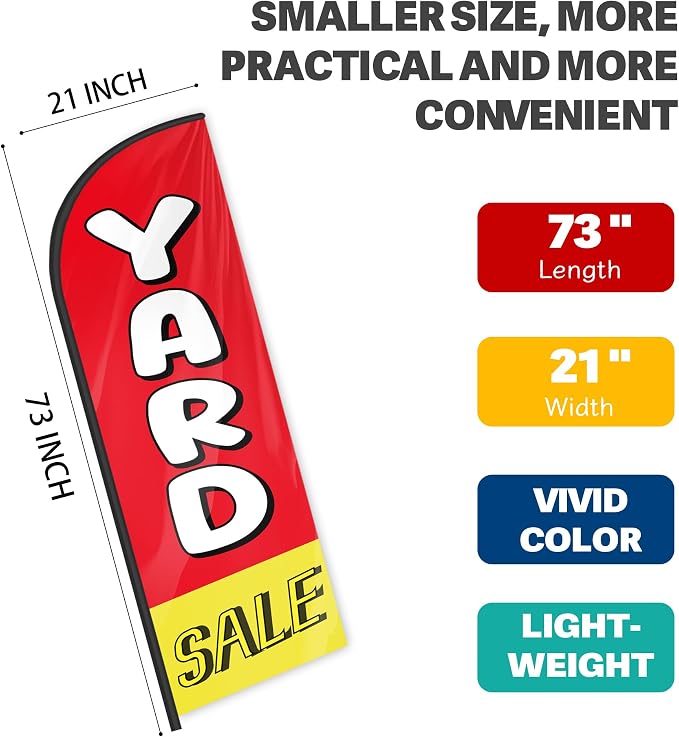 Yard Sale Feather Flag for Storefronts Fairs,6 FT (Flagpole Not Included) | Business Advertising Flag