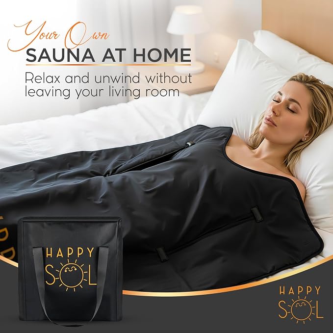 Happy Sol Far Infrared Sauna Blanket for Home, Portable Infrared Sauna Blanket for Therapy, Convenient Arm Holes, Sauna Blanket for Detox, Suitable for Relaxation and Exercise Recovery, Very Low EMF