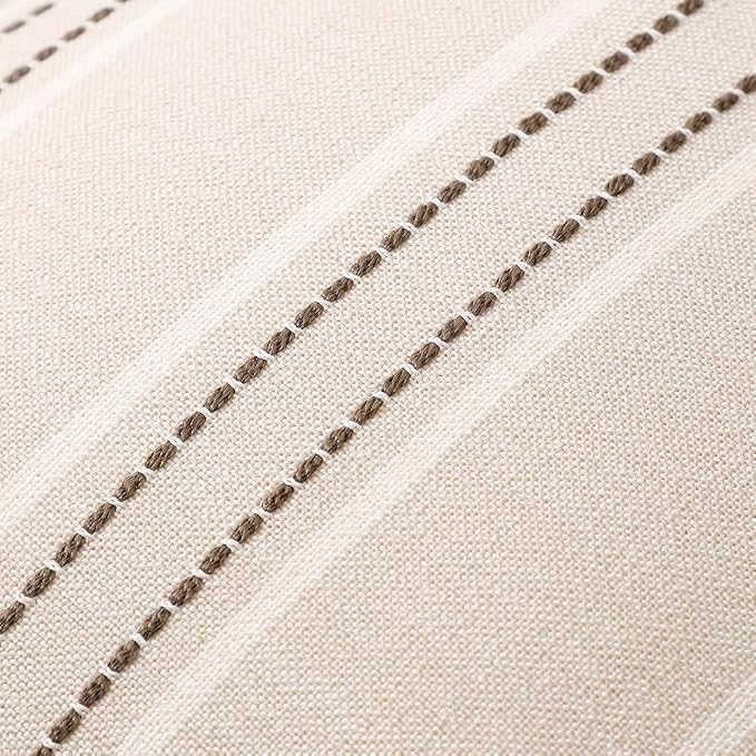 Hckot Striped Throw Pillow Covers 18x18 Set of 2 Charcoal Pillow Covers | Farmhouse Decorative Pillows Textured Linen Square Cushion Covers for Sofa Couch Bed Living Room Decor