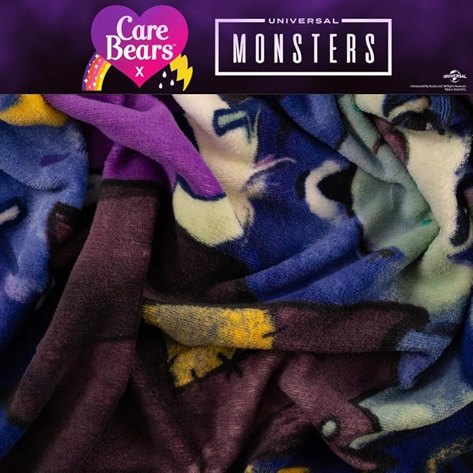 Care Bears X Universal Monsters Frankenstein Bedding Super Soft Plush Throw, 46 in x 60 in, (Officially Licensed Product) by Franco Collectibles