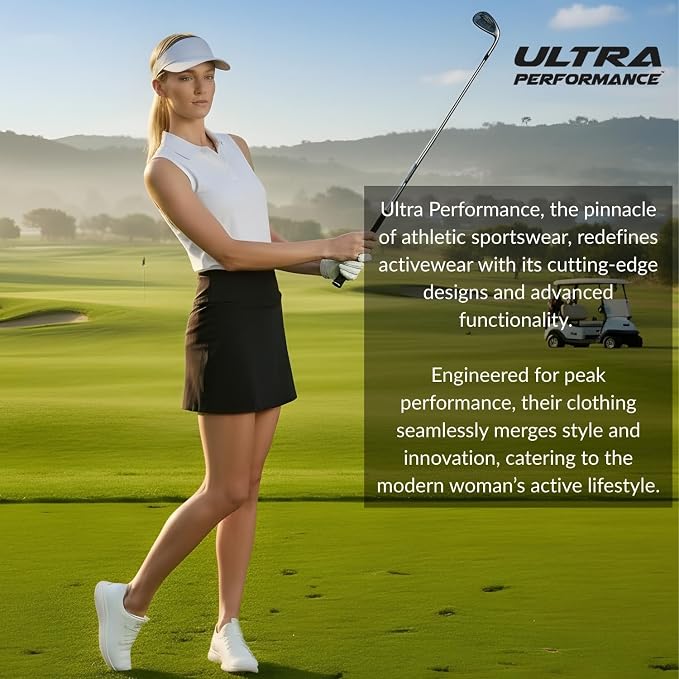 Ultra Performance Womens Golf Skirt 2 Pack Women’s Tennis Skort with Compression Liner Athletic Skirts for Women with Pockets