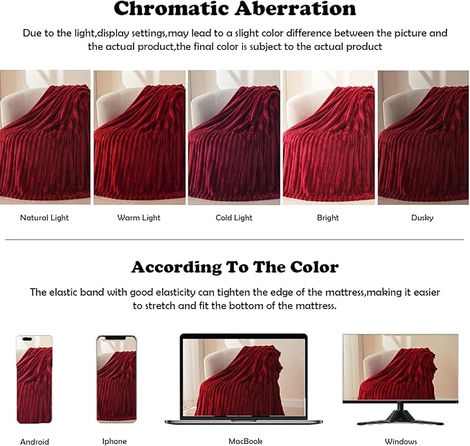NEWCOSPLAY Super Soft Twin Blanket Red Premium Silky Flannel Fleece 3D Ribbed Jacquard Lightweight Bed Blanket All Season Use (Red Ribbed, Twin(60"x80"))