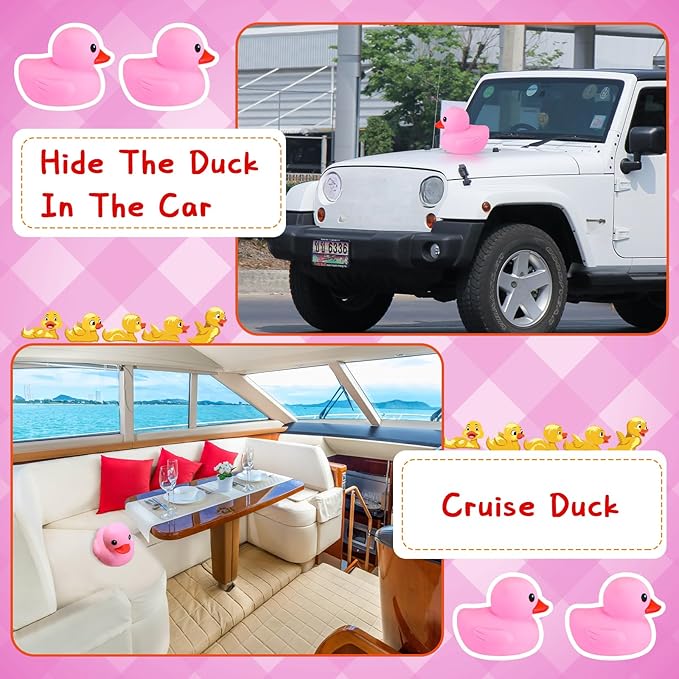 Honoson 6.89 Inch Giant Rubber Duck Big Rubber Duck Large Duckling Bath Toy with Squeaky Sound for Summer Baby Shower Birthday Party Favor Gift(Pink)
