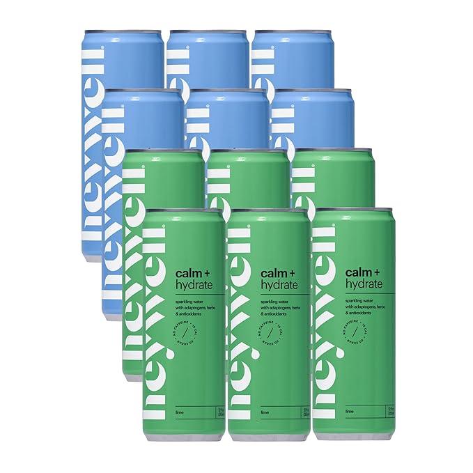 Heywell Sparkling Adaptogenic, Calm Variety Pack, 12 Fluid Ounce (Pack of 12) - Organic, Non GMO, Vegan, Gluten Free, Dairy Free