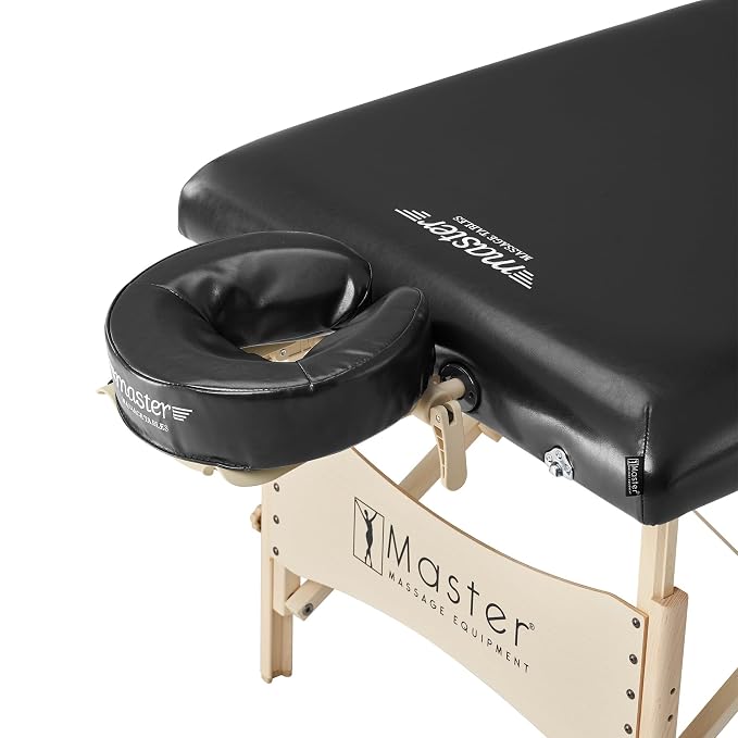 Master Massage 30" Balboa Massage Table Beauty Bed Package with Extra Music Master Universal/Cresenct Sound Face Cradle Cushion - Black