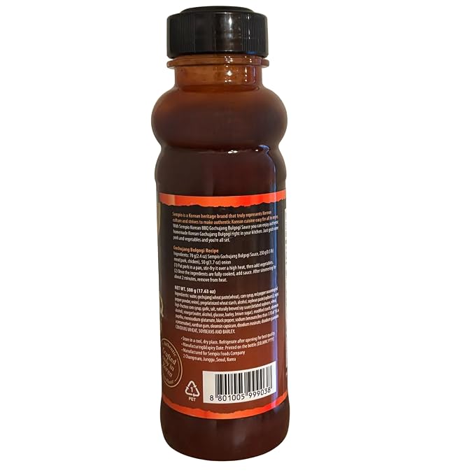 Sempio Korean BBQ Gochujang Bulgogi Marinade, 17.63oz / 500g | Spicy & Sweet with Authentic Gochujang and Korean BBQ Sauce, Perfect for Stir-Fry & Grilled Meats, Zero Trans Fat