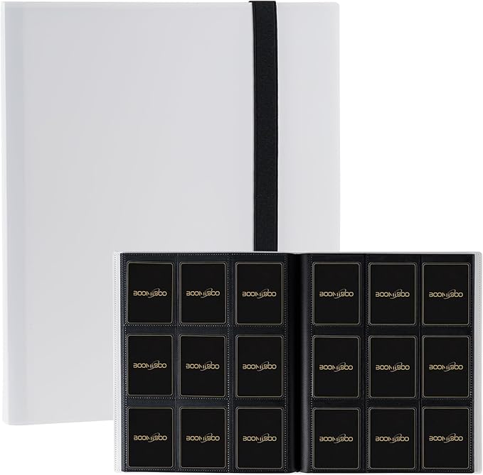 Card Binder 9 Pocket Storage 360 Card Binder,Trading Card Binder Senior and Sturdy Side-Loading Album,Intended For YuGiOh,MTG, TCG,Game Cards & Baseball Card Binde,(White）
