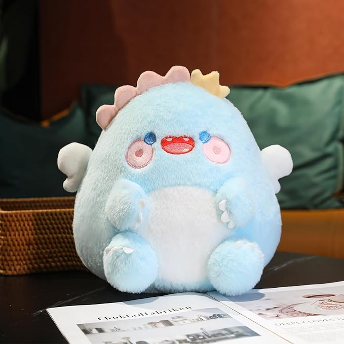 MUPI Cute Dragon Plush Toy Kawaii Stuffed Animals Soft Dinosaur Plush Pillows for Girls Boys Kids Adults, Blue (11 Inch)