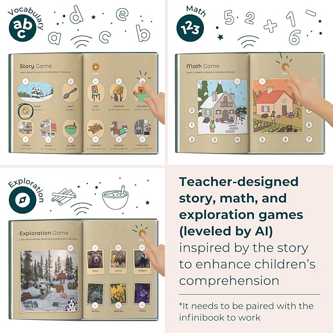 Cali’s Books Goldilocks and The Three Bears | infinibook Storytelling Toy + Reader | Read-Aloud E-Reader with Games | Recordable Interactive Storybook for Kids 3-7 | Screen-Free Educational Gift