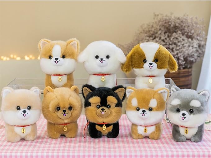 Dog Plush Stuffed Animal,Simulated Plush Toy,Cuddly Plush Pillow Animal,Gifts for boy Girl (Orange, 9.8 in)
