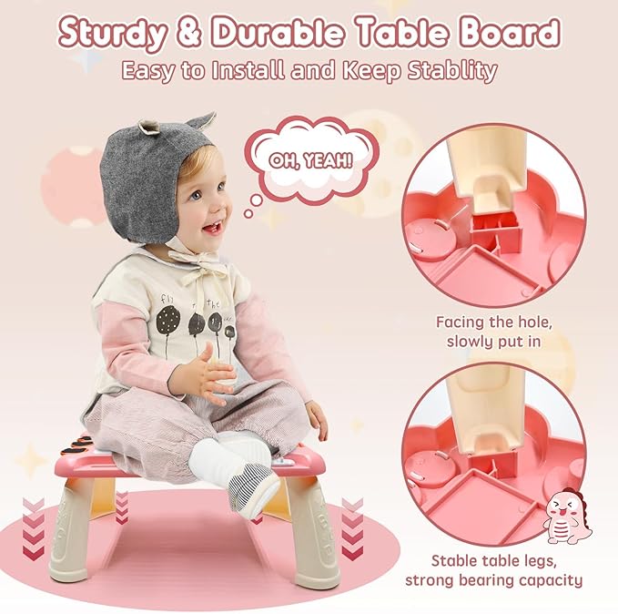 AiTuiTui Magnetic Drawing Board Toddler Toys with Legs for 2 3 Year Old Girls Boys, Sketch Writing Doodle Pad Age 2-4 Travel Games, Educational Learning Kids Toys for Toddlers Birthday (Pink)