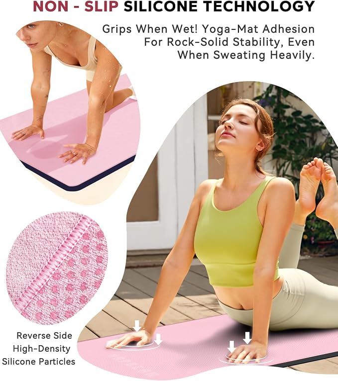 HAPBEAR Hot Yoga Towel with Non-Slip Grip Dots, 72" x 24" - Super Absorbent, Soft Microfiber Yoga Mat Towel for Bikram, Gym, Pilates - Pink