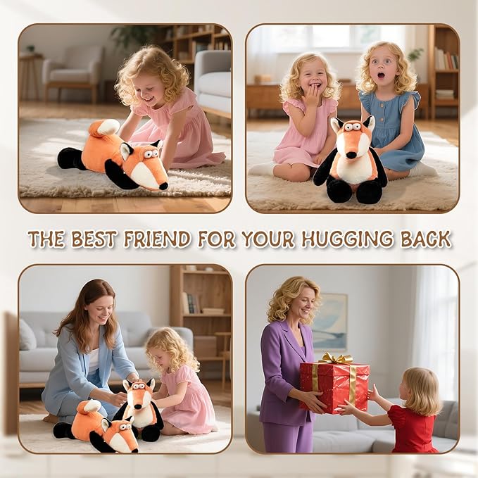 Cute Red Fox Plush, Funny Fox Stuffed Animal, 17 inch Soft & Huggable Plush Toy Gifts for Kids Girls Boys Friends Birthday, Christmas
