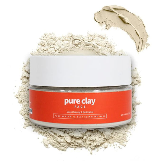 Pure Bentonite Mask, Aztec Indian Healing Clay Inspired Deep Pore Cleanser, Bentonite Food Grade Aztec Clay Mask Facial Treatment for Clarified, Balanced, Healthy Looking Skin