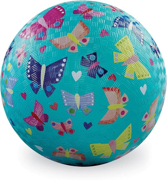 Crocodile Creek Rubber Playground Ball, Ships Inflated, PVC-Free, Durable Design for Outdoor Games and Active Ball Sports, for Kids Ages 3 Years and Up, 5" Butterflies