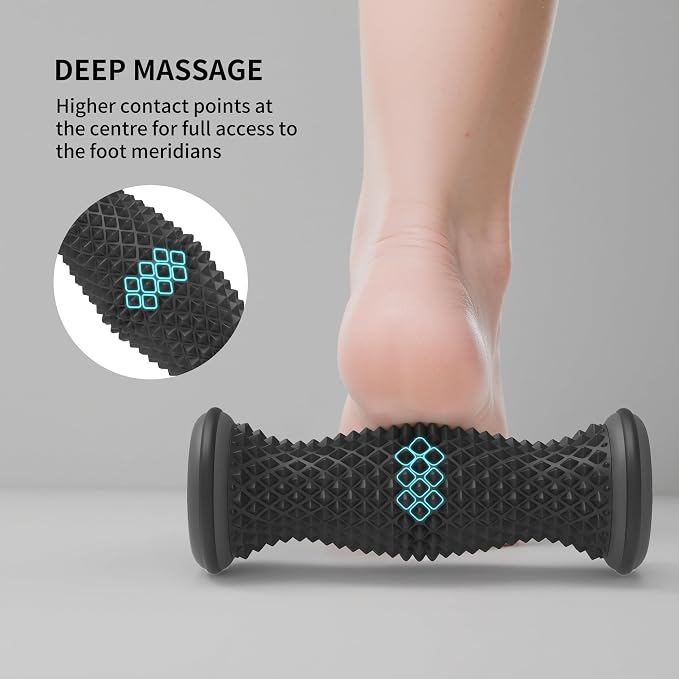 Foot Roller Massager for Plantar Fasciitis Relief, Portable Silent Deep Tissue Massager Tool for Arch and Heel Pain-Black
