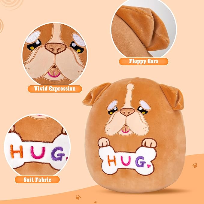 Glow Guards 12 Inch English Bulldog Plush Pillow Cute Bulldog Stuffed Animal Soft Plush Toy Stuffed Animals Birthday Gift for Boys Girls Kids