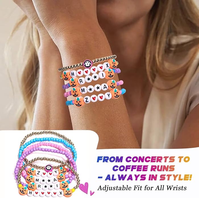 AICase for Korea-Pop Merch Toys Gifts Cosplay Bracelets 5 Pcs Stackable Stretch Beaded Bracelets Birthday Decorations Costume Outfit Jewelry Gifts for Fans Women Christmas Stocking_1