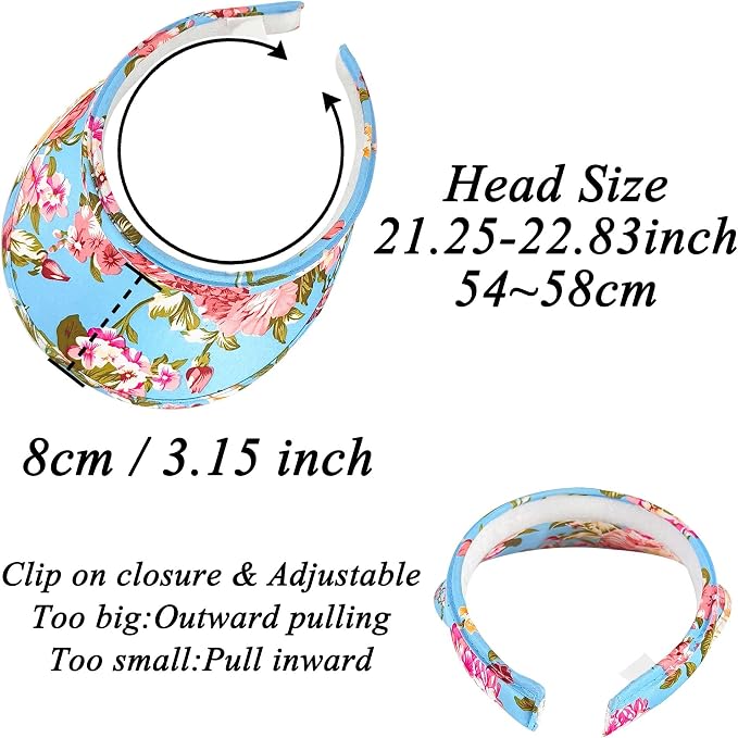 2 Pack Sun Visor Hats Women Men Clip On Wide Brim Visors Hat Outdoor Sports Golf Beach Travel Tennis Caps