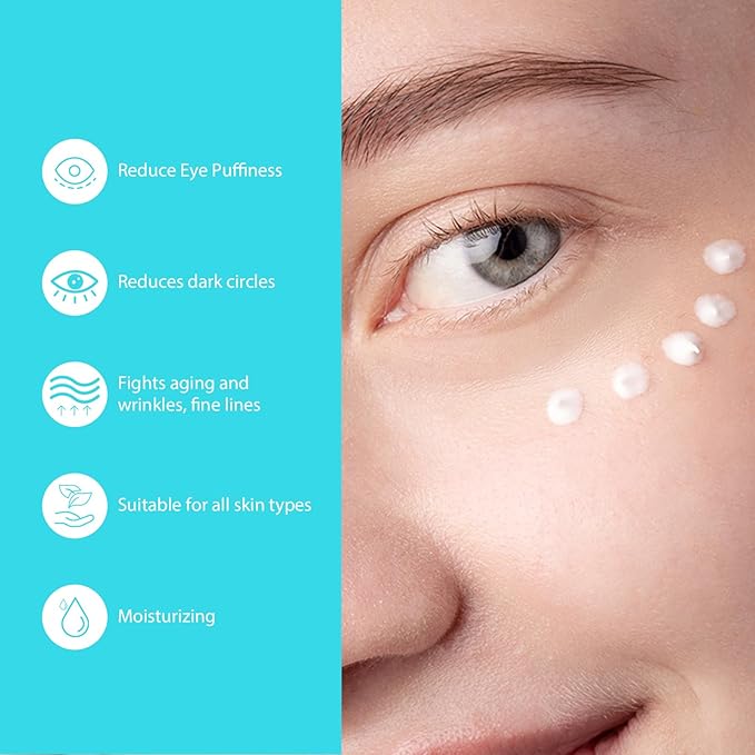 Retinol Eye Cream - Anti Aging Under Eye Cream with Hyaluronic Acid & Caffeine, Eye Serum for Dark Circles & Puffiness, Reduces Wrinkles & Repairs Eye Area (15ml)