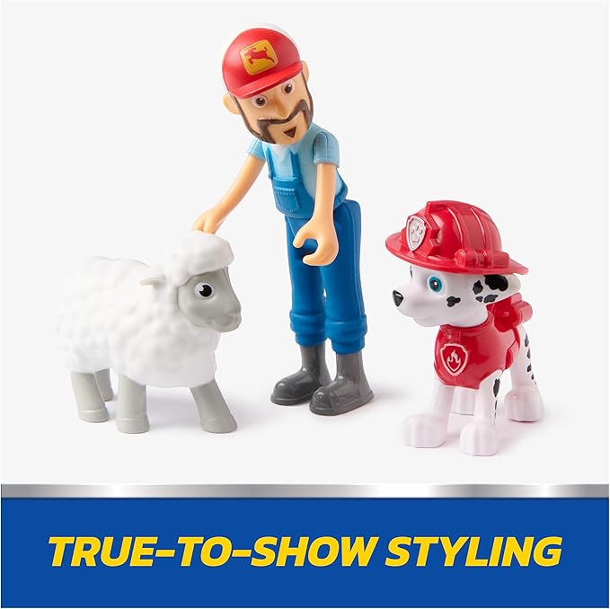 Paw Patrol Marshall & Farmer Al Figure Pack with Sheep Toy Figure, Kids Toys for Boys and Girls Ages 3 and Up