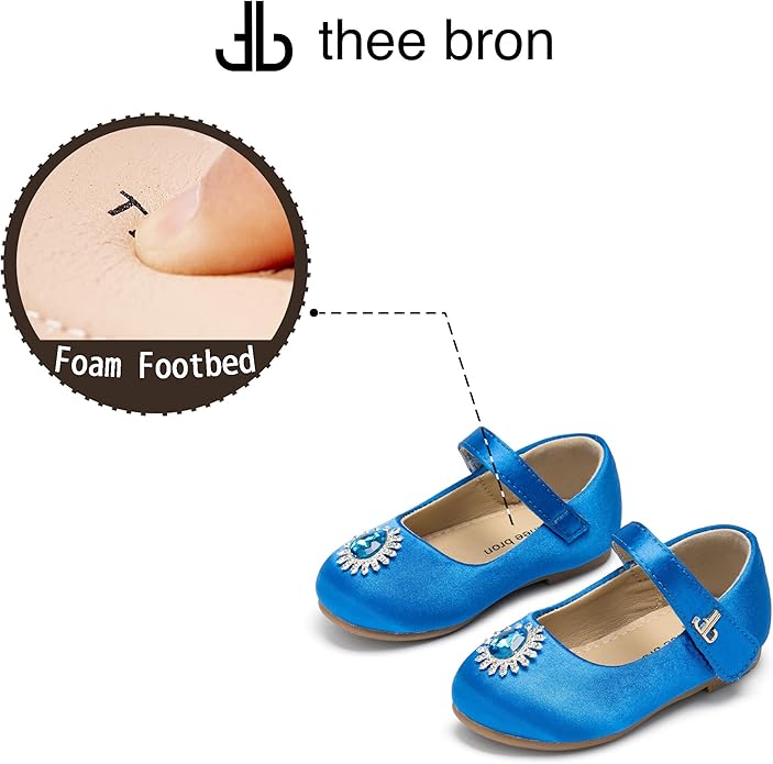 THEE BRON Mary Jane Ballet Flats - Girls' Dress Shoes with Hook & Loop Closure