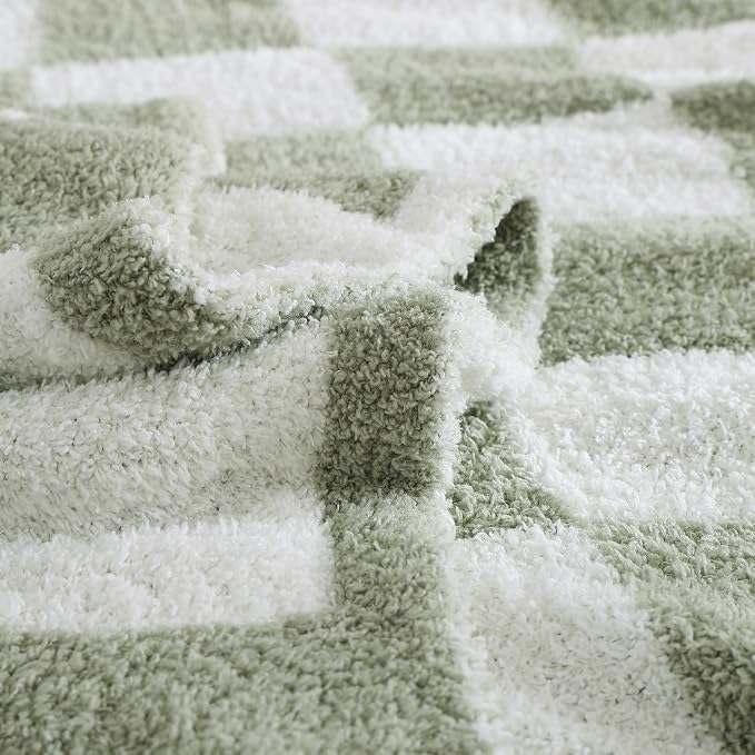 Soft Checkered Throw Blanket for Couch-Cozy Warm Knitted Blankets | Lightweight Fluffy Decor for Boys & Girls, Sofa, Chair, Bed, 30x40in,Sage Green