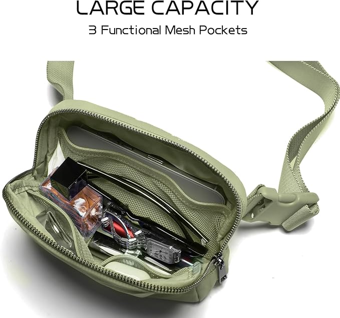 Belt Bag for Women Fanny Pack Crossbody Bags for Women Fashion Waist Packs with Adjustable Strap Gifts for Teenage Girls Women Men (khaki Green)