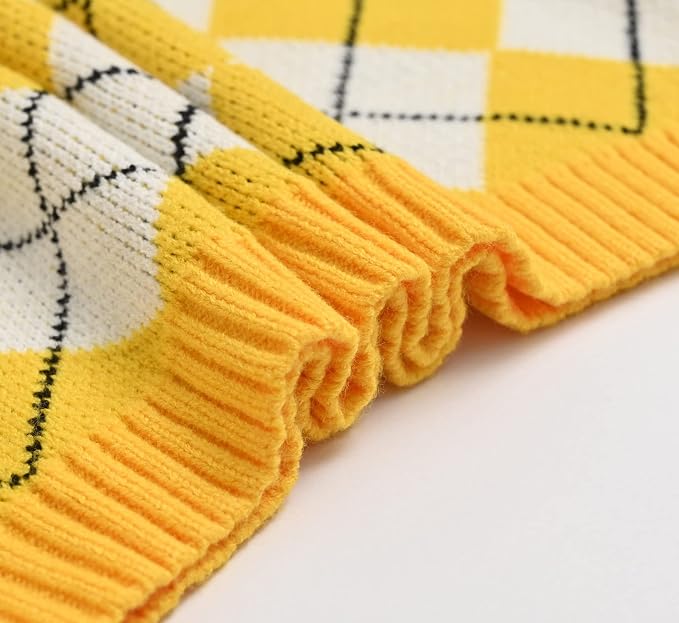 Women's Sweater Vest,Y2K Sleeveless Pattern Preppy Style Knitted Crop Tank Top for Girl