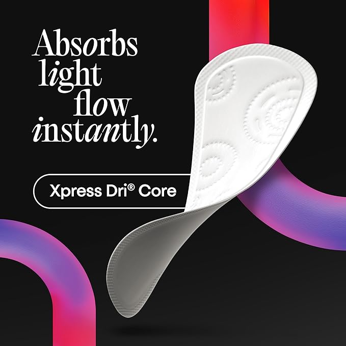 Kotex Absorbent Wrapped Liners, Light Absorbency, Regular Coverage, 100 Count (Packaging May Vary)