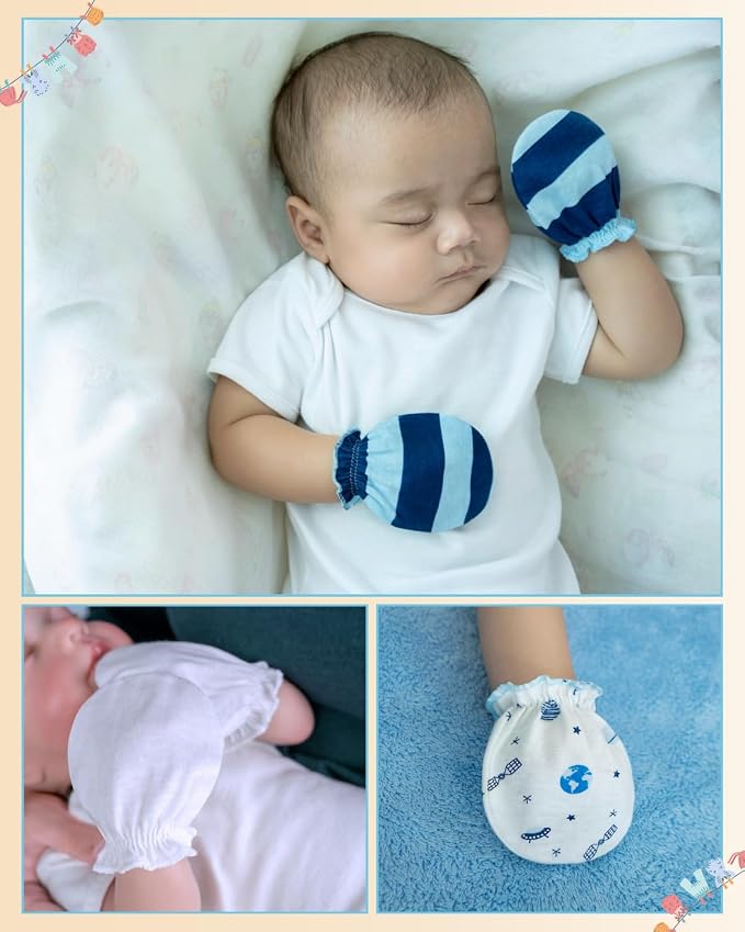 RATIVE Baby Mittens Newborn No Scratch Gloves, Organic Cotton Infant Mittens for Baby Boy & Girl, 0-6 Months