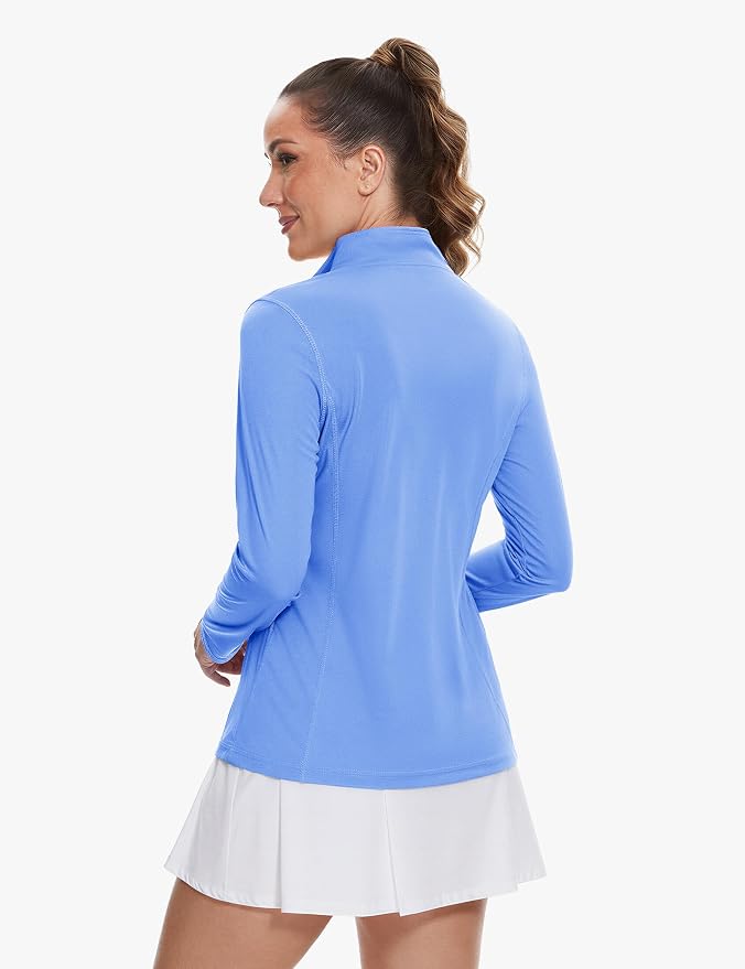 TACVASEN Women's Quarter Zip Pullover Golf Shirts UPF 50+ Long Sleeve Sun Shirts UV Protection Workout Tops