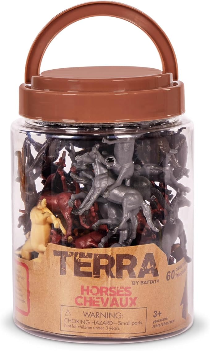 Terra by Battat – 60 Pieces Wild Horses Tube – Miniature Realistic Horse Toys – Plastic Animal Figurines for Kids Toddlers – Playset 3+ Years