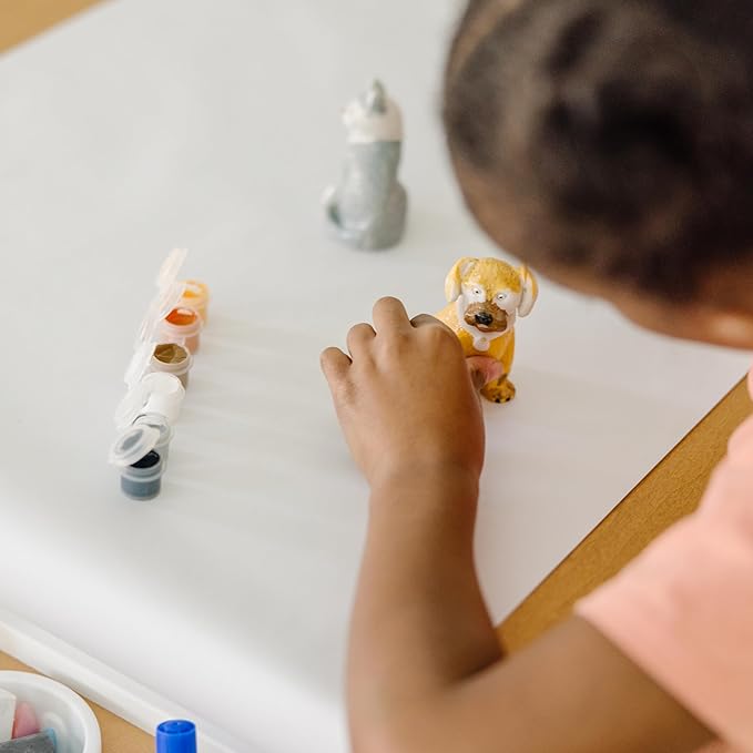 Melissa & Doug Created by Me! Pet Figurines Craft Kit (Resin Dog and Cat, 6 Paints, Paintbrush)