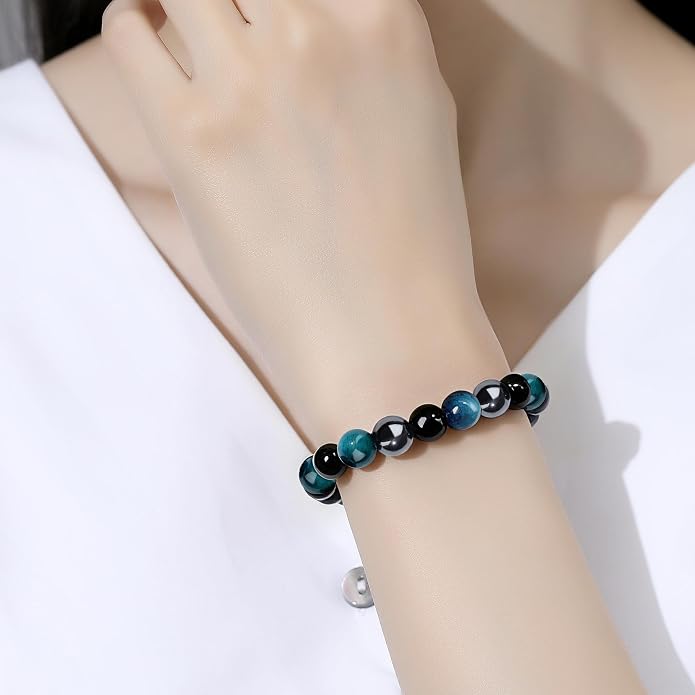 MAIBAOTA Healing Crystal Bracelet for Women Empath Protection & Safe Travel & Anxiety Relief Bracelet - New Beginnings Lucky Charms for Travel/New Job/Next Chapter