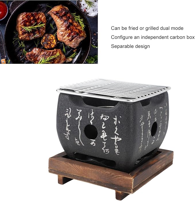 Topyond Japanese Charcoal Grill, Portable BBQ Stove(6.5x5.7in) | Hibachi & yakitori grill，heat-resistant fast heating BBQ stove, portable hibachi grill for yakiniku, robata,outdoor cooking