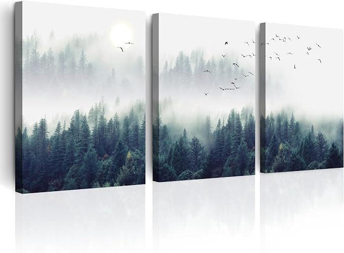 MHARTK66 Canvas Wall Art For Living Room Large Wall Decor For Bedroom Modern Office Wall Decorations Forest Landscape Paintings Farmhouse Pictures Artwork Home Decor Tree Nature 3 Panel Wall Art