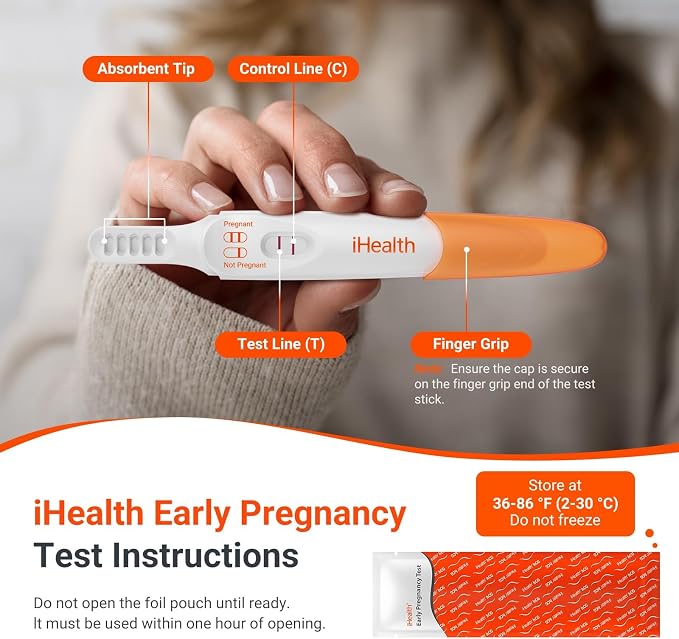 iHealth Pregnancy Test Kit 13 Count, 3 Test Sticks + 10 Pregnancy Test Strips, Early Detection hCG Tests, 10 MIU/mL Sensitivity, Bulk Home Pregnancy Tests, Pruebas de Embarazo