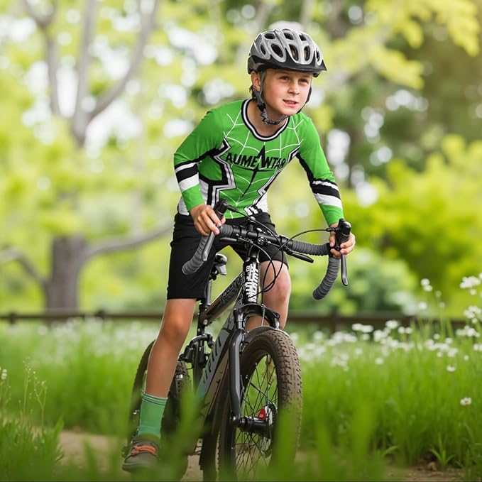 Kids Cycling Jersey Long Sleeve Dirt Bike Motocross Shirt, BMX Off-Road Racing Clothing