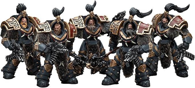JOYTOY 1/18 Warhammer Space Wolves Varagyr Wolf Guard Squad Terminator 1-4 and Thegn 5PCS Collection Model 5.59 inch Birthday Gift